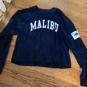Brandy Melville cropped long sleeve navy Malibu T-shirt